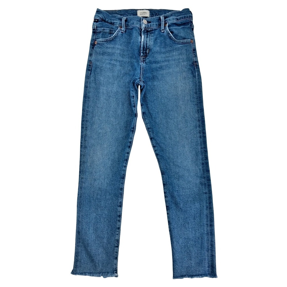 Citizens Of Humanity Elsa Jeans Womens 25 Blue High Rise Slim Raw Hem Denim